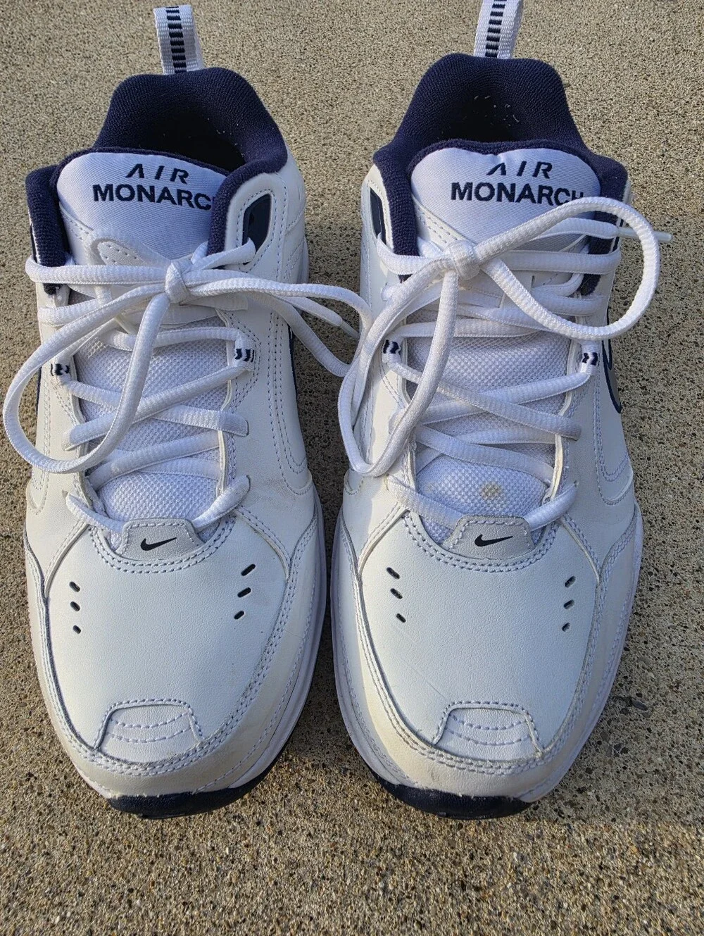 Nike Air Monarch IV White Navy Men's Training Shoes Size 9 416355-102